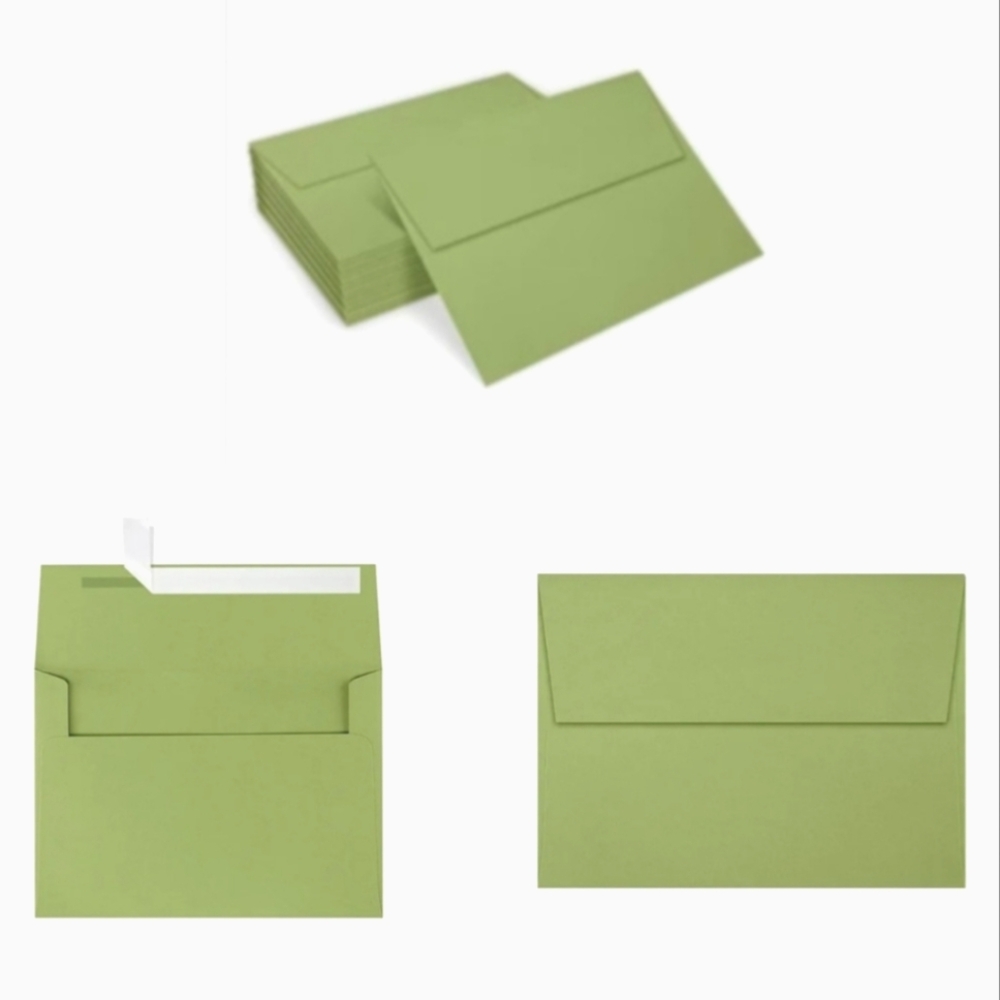 🍎 NEW 50 A7 Invitation Envelopes Peel & Press 5 1/4" x 7 1/4" Avocado Green